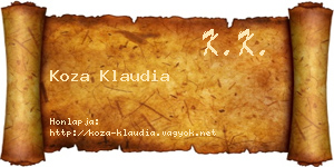 Koza Klaudia névjegykártya
